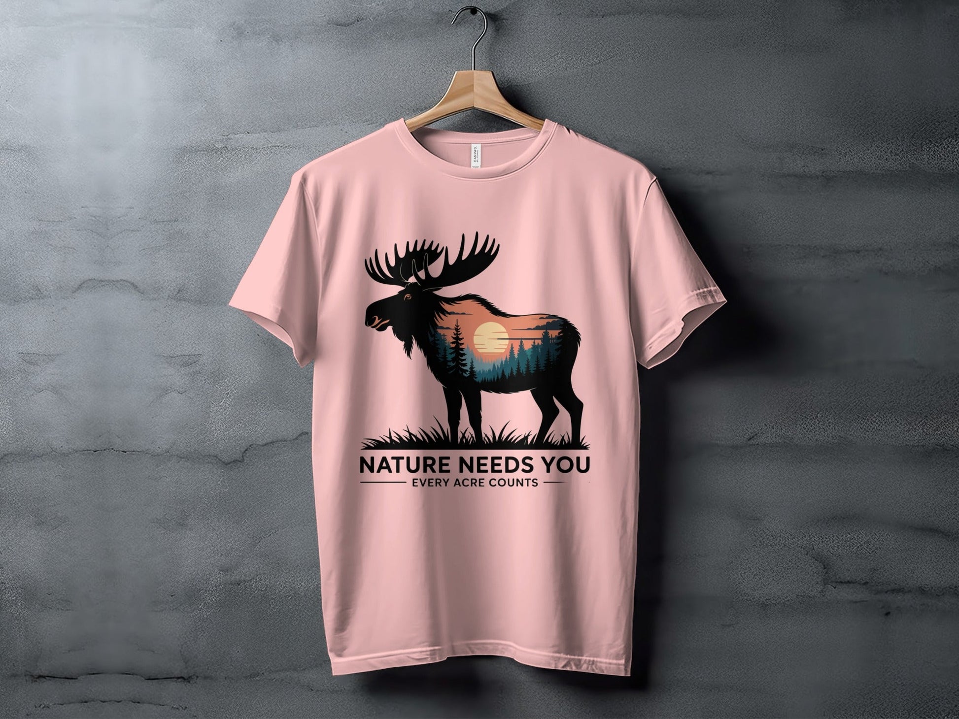 "Nature Needs You" Moose T-Shirt, - XS - Sloth & Duck