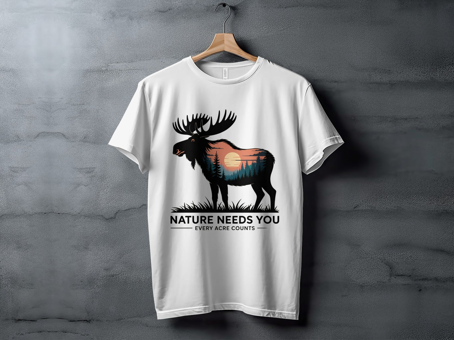 "Nature Needs You" Moose T-Shirt, - XS - Sloth & Duck