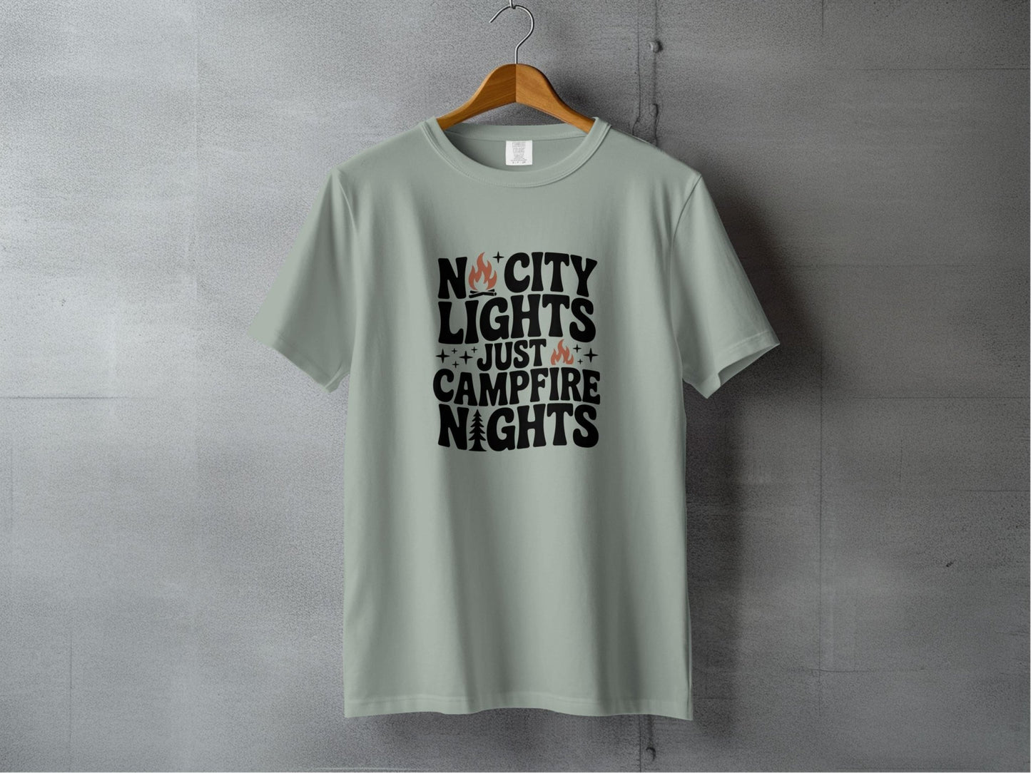 "No City Lights, Just Campfire Nights" T-Shirt - S - Sloth & Duck
