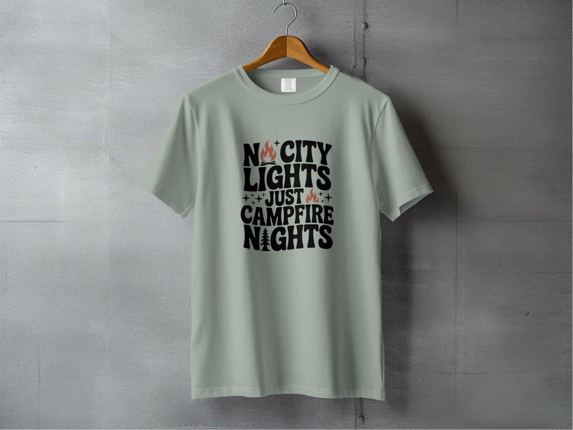 "No City Lights, Just Campfire Nights" T-Shirt - S - Sloth & Duck
