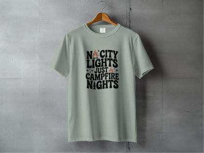 "No City Lights, Just Campfire Nights" T-Shirt - S - Sloth & Duck