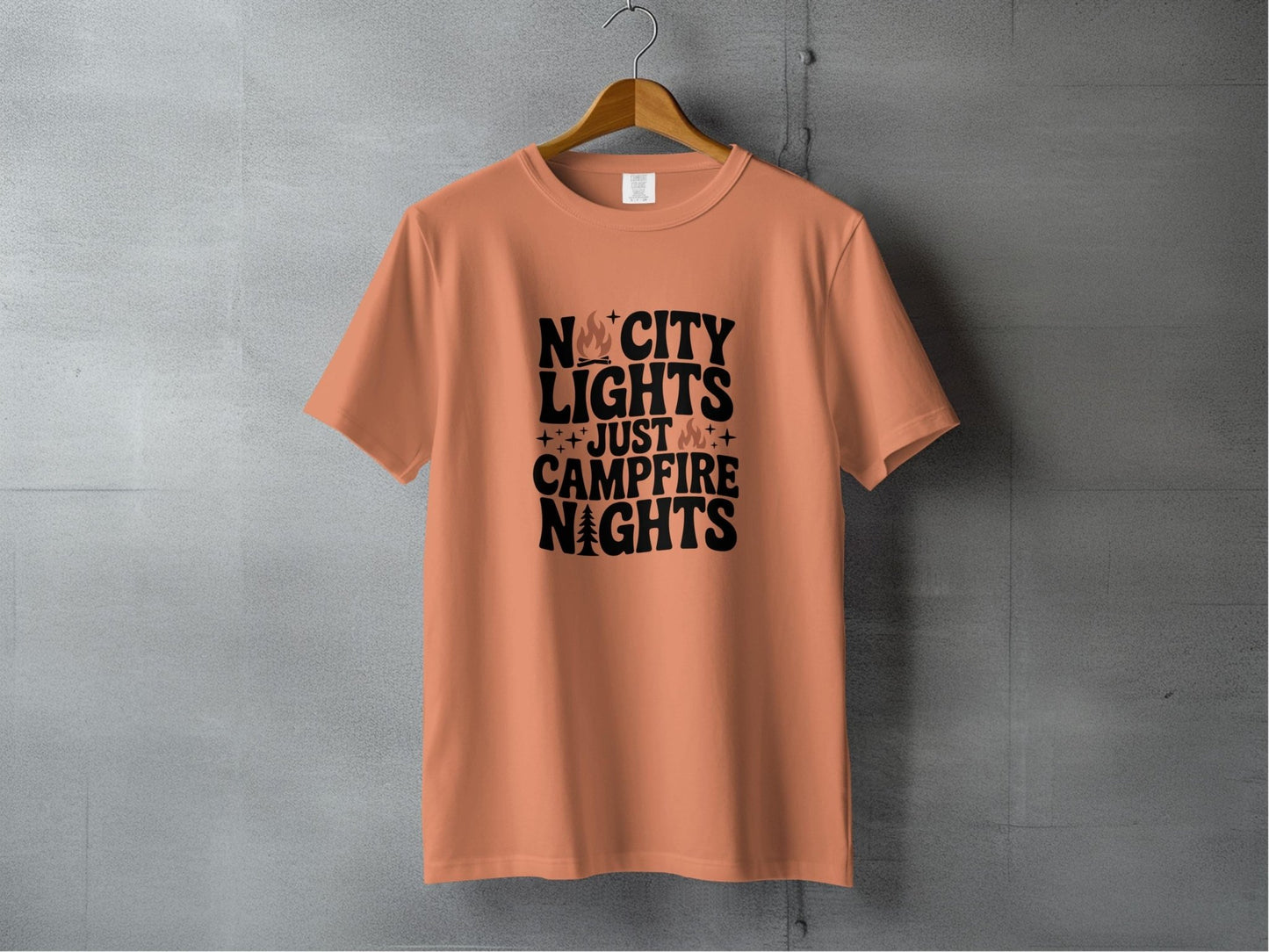 "No City Lights, Just Campfire Nights" T-Shirt - S - Sloth & Duck