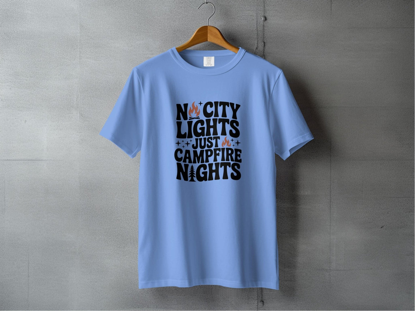 "No City Lights, Just Campfire Nights" T-Shirt - S - Sloth & Duck