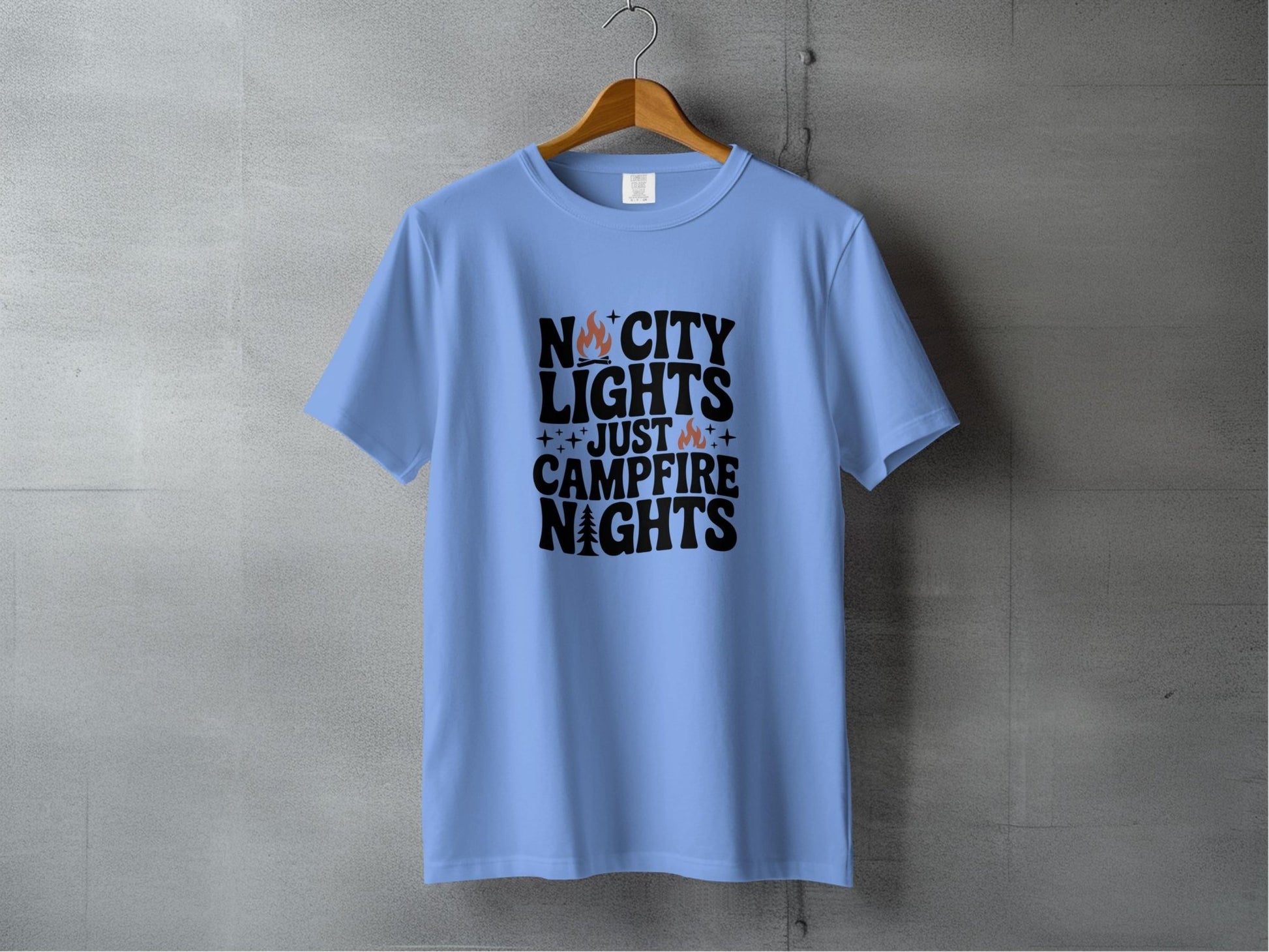 "No City Lights, Just Campfire Nights" T-Shirt - S - Sloth & Duck