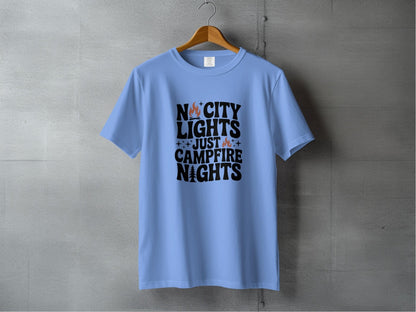 "No City Lights, Just Campfire Nights" T-Shirt - S - Sloth & Duck