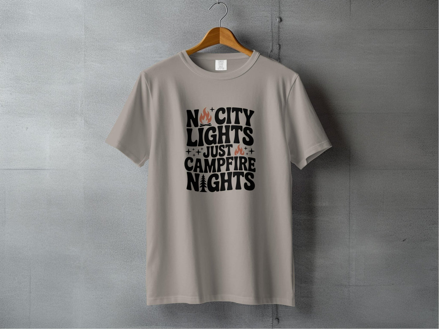 "No City Lights, Just Campfire Nights" T-Shirt - S - Sloth & Duck