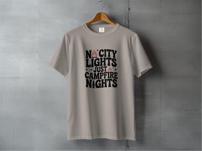 "No City Lights, Just Campfire Nights" T-Shirt - S - Sloth & Duck