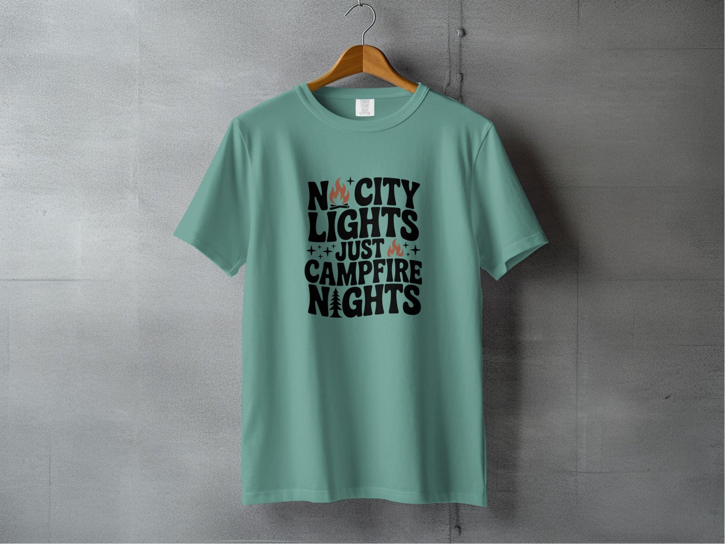 "No City Lights, Just Campfire Nights" T-Shirt - S - Sloth & Duck