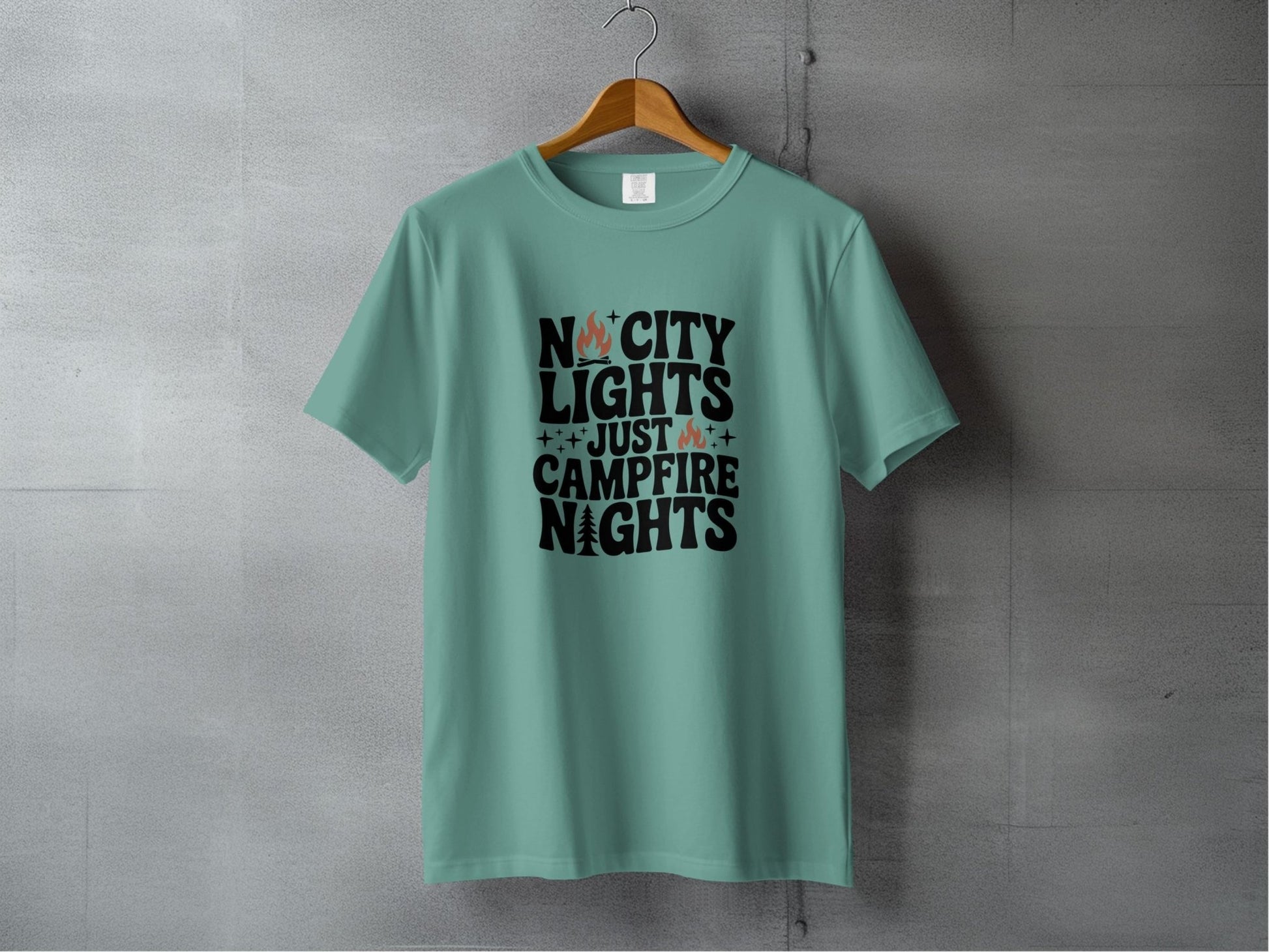 "No City Lights, Just Campfire Nights" T-Shirt - S - Sloth & Duck