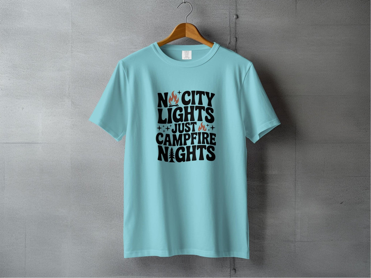 "No City Lights, Just Campfire Nights" T-Shirt - S - Sloth & Duck