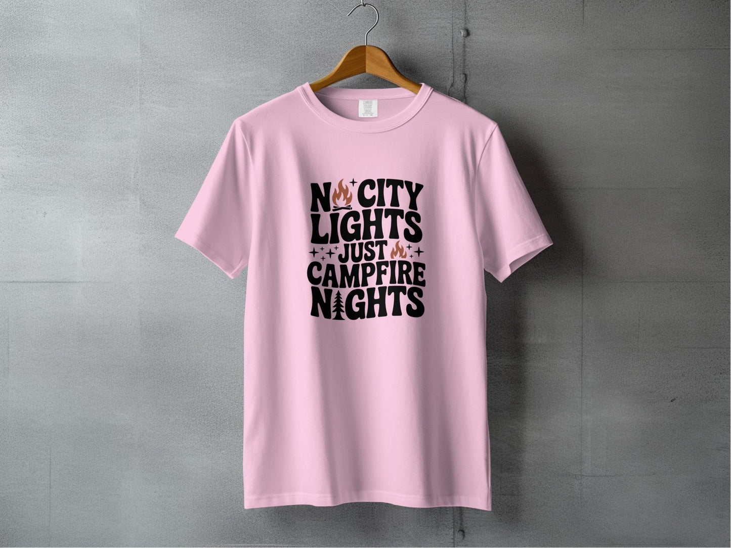 "No City Lights, Just Campfire Nights" T-Shirt - S - Sloth & Duck
