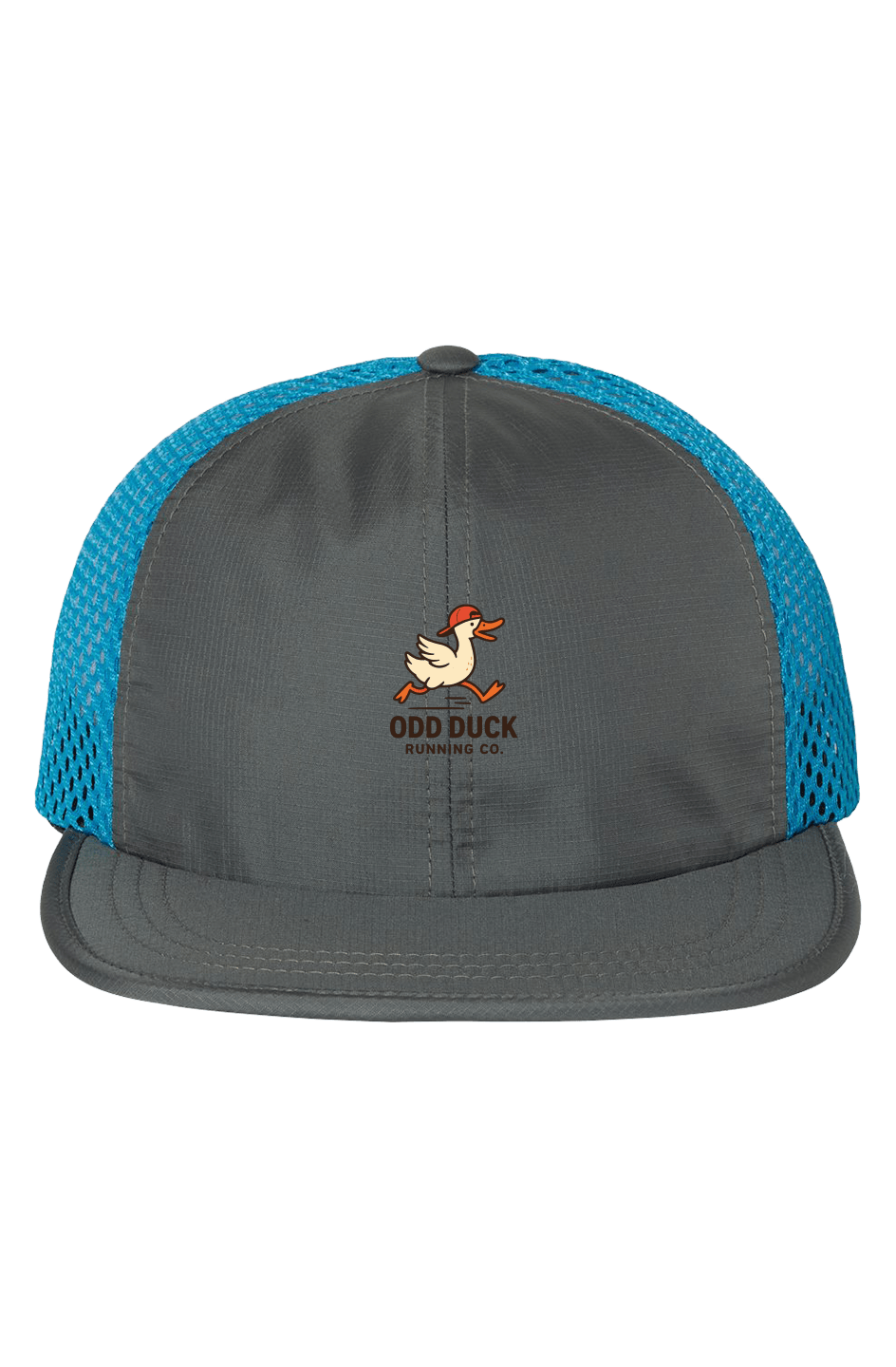Odd Duck Running Company Charcoal/ Cyan Rogue Wide Mesh Cap - Charcoal/ Cyan - Sloth & Duck