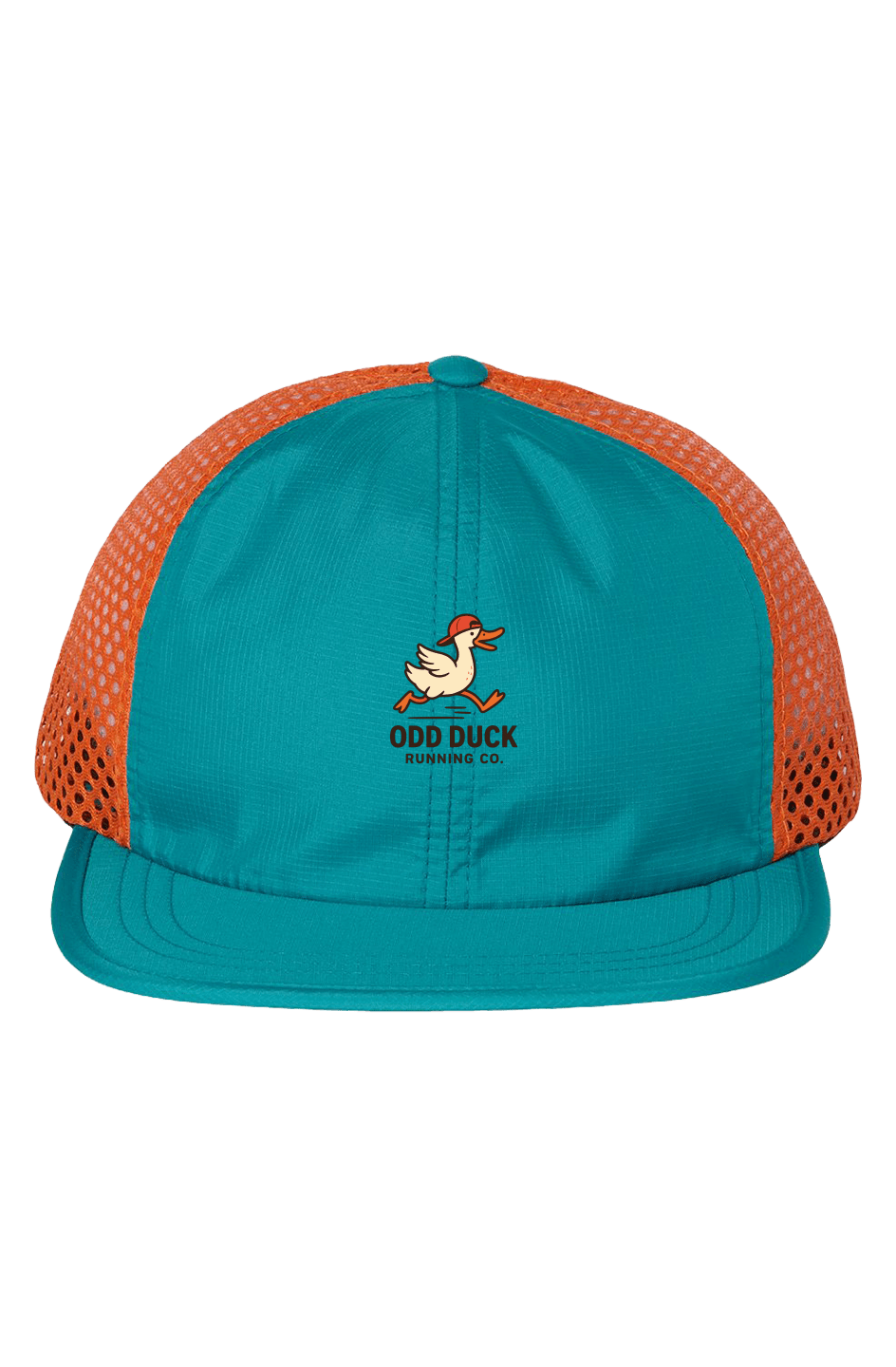 Odd Duck Running Company Teal/ Orange Rogue Wide Mesh Cap - Teal/ Orange - Sloth & Duck