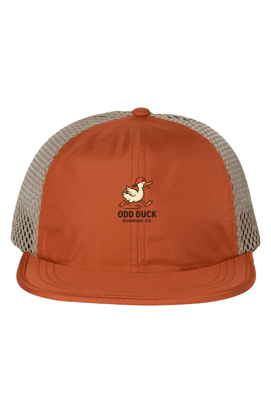 Odd Duck Running Company Texas Orange/ Khaki Rogue Wide Mesh Cap - Texas Orange/ Khaki - Sloth & Duck