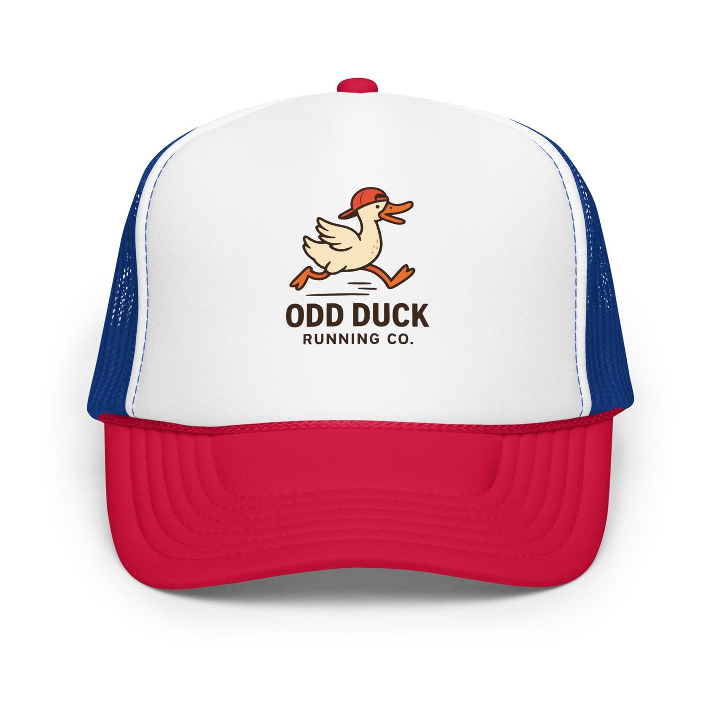 Odd Duck Running Company Trucker Hat - Red / White / Royal - Sloth & Duck