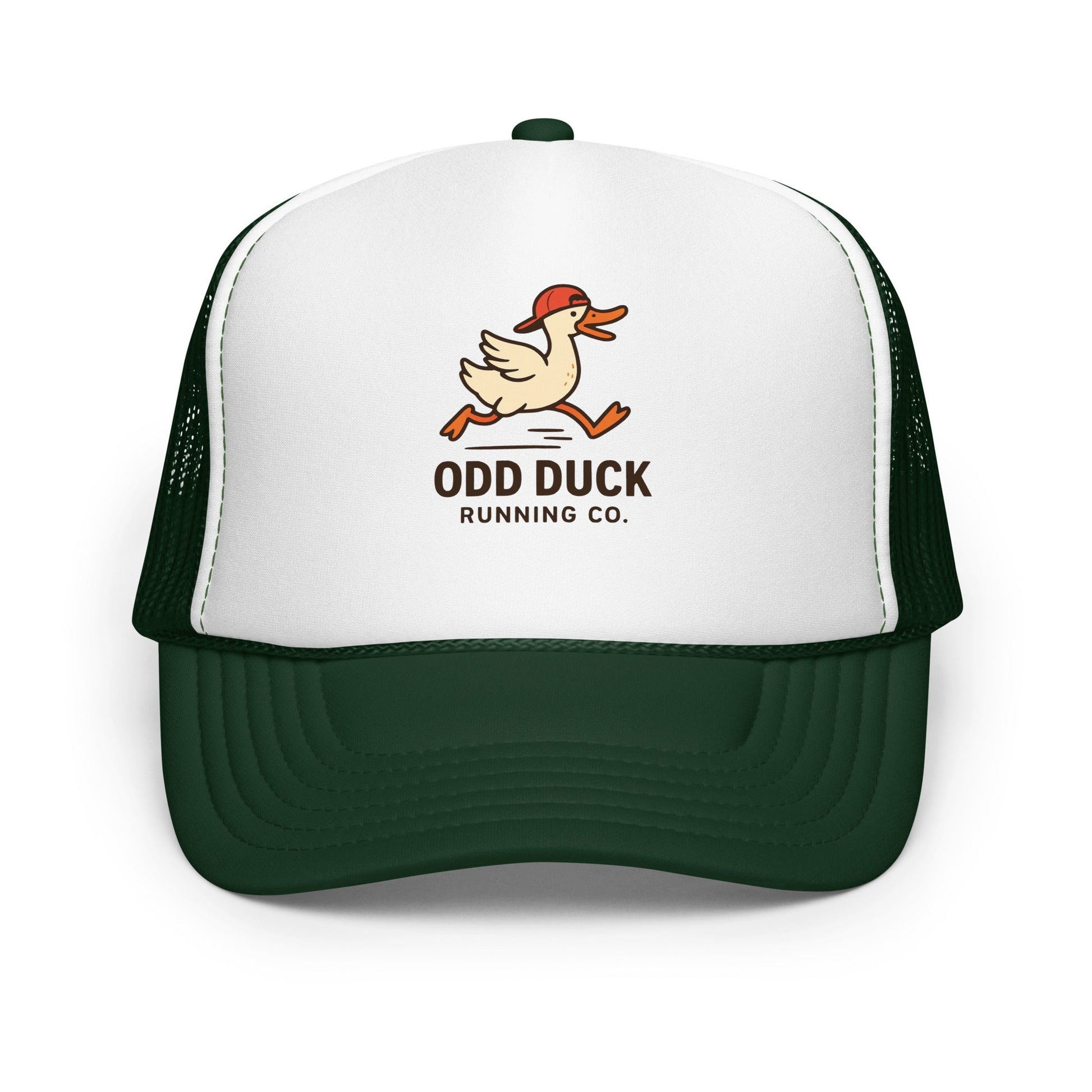Odd Duck Running Company Trucker Hat - Dark Green /White/Dark Green - Sloth & Duck