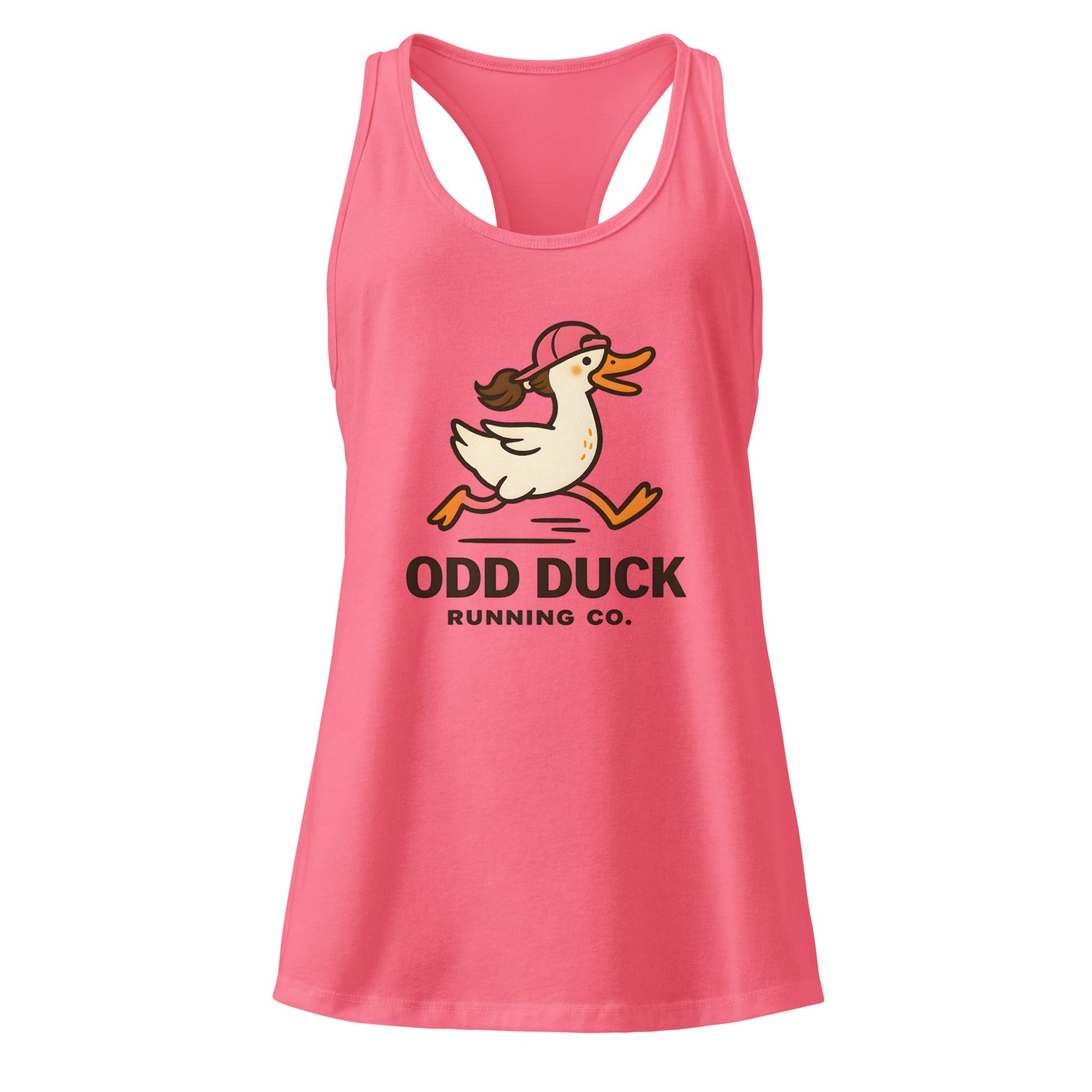 Odd Duck Women’s Fitted Racerback Tank Top - Hot Pink - Sloth & Duck