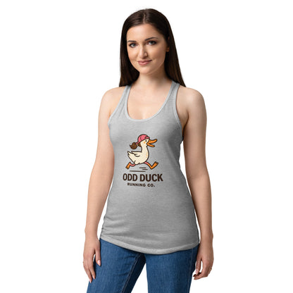 Odd Duck Women’s Fitted Racerback Tank Top - White - Sloth & Duck