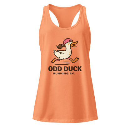 Odd Duck Women’s Fitted Racerback Tank Top - Light Orange - Sloth & Duck