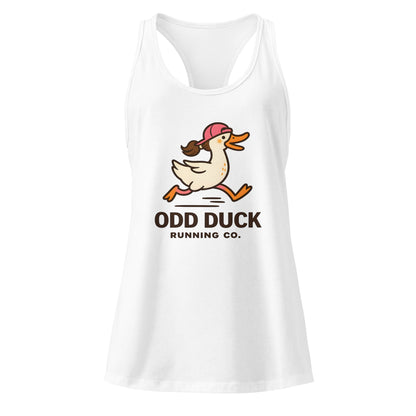 Odd Duck Women’s Fitted Racerback Tank Top - White - Sloth & Duck