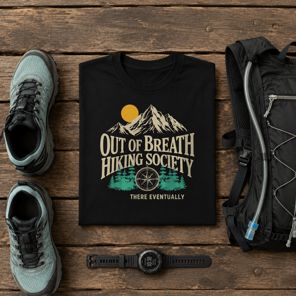 Out of Breath Hiking Society Graphic T-Shirt - S - Sloth & Duck