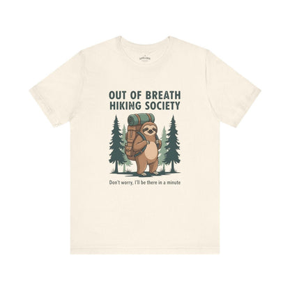Out Of Breath Hiking Society Sloth T-Shirt | Funny Hiking Tee - S - Sloth & Duck