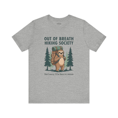 Out Of Breath Hiking Society Sloth T-Shirt | Funny Hiking Tee - S - Sloth & Duck