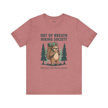 Out Of Breath Hiking Society Sloth T-Shirt | Funny Hiking Tee - S - Sloth & Duck