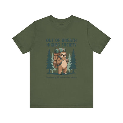 Out Of Breath Hiking Society Sloth T-Shirt | Funny Hiking Tee - S - Sloth & Duck