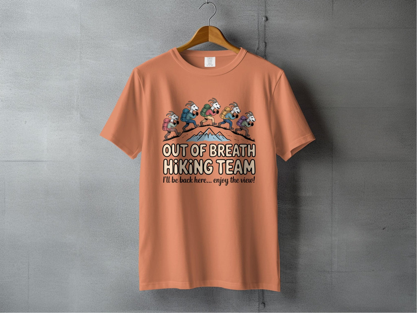 "Out of Breath Hiking Team" Goat T-Shirt - S - Sloth & Duck