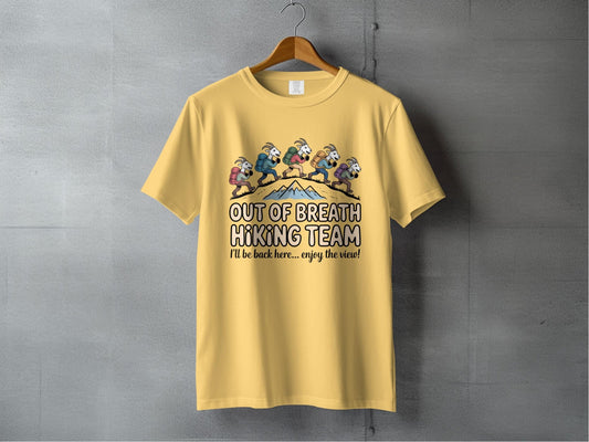 "Out of Breath Hiking Team" Goat T-Shirt - S - Sloth & Duck