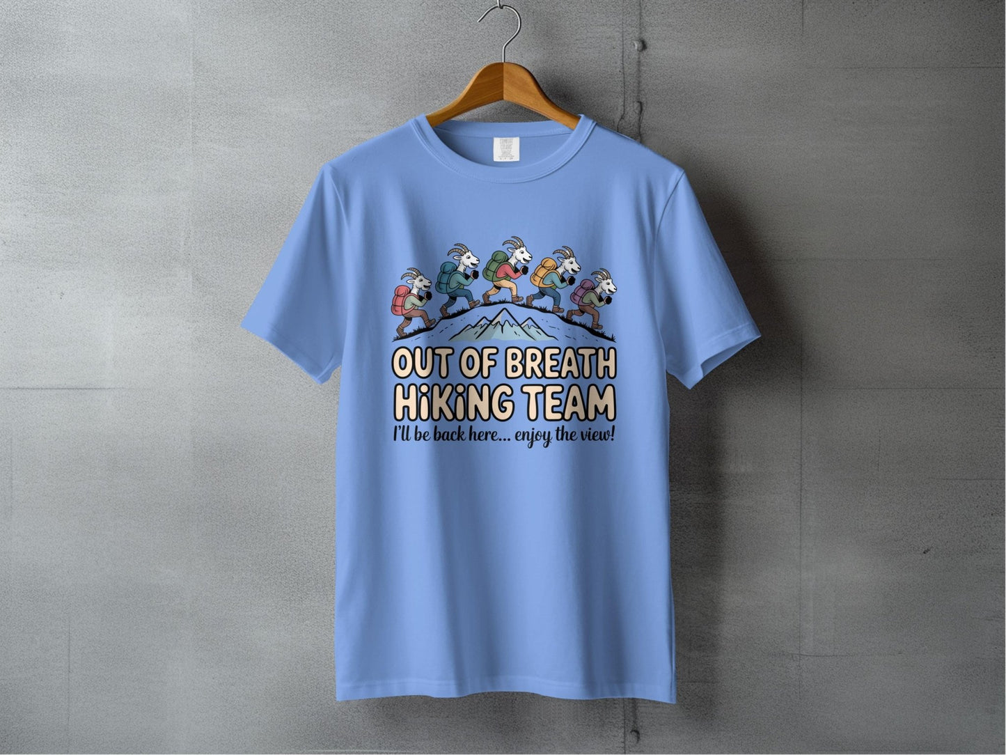"Out of Breath Hiking Team" Goat T-Shirt - S - Sloth & Duck