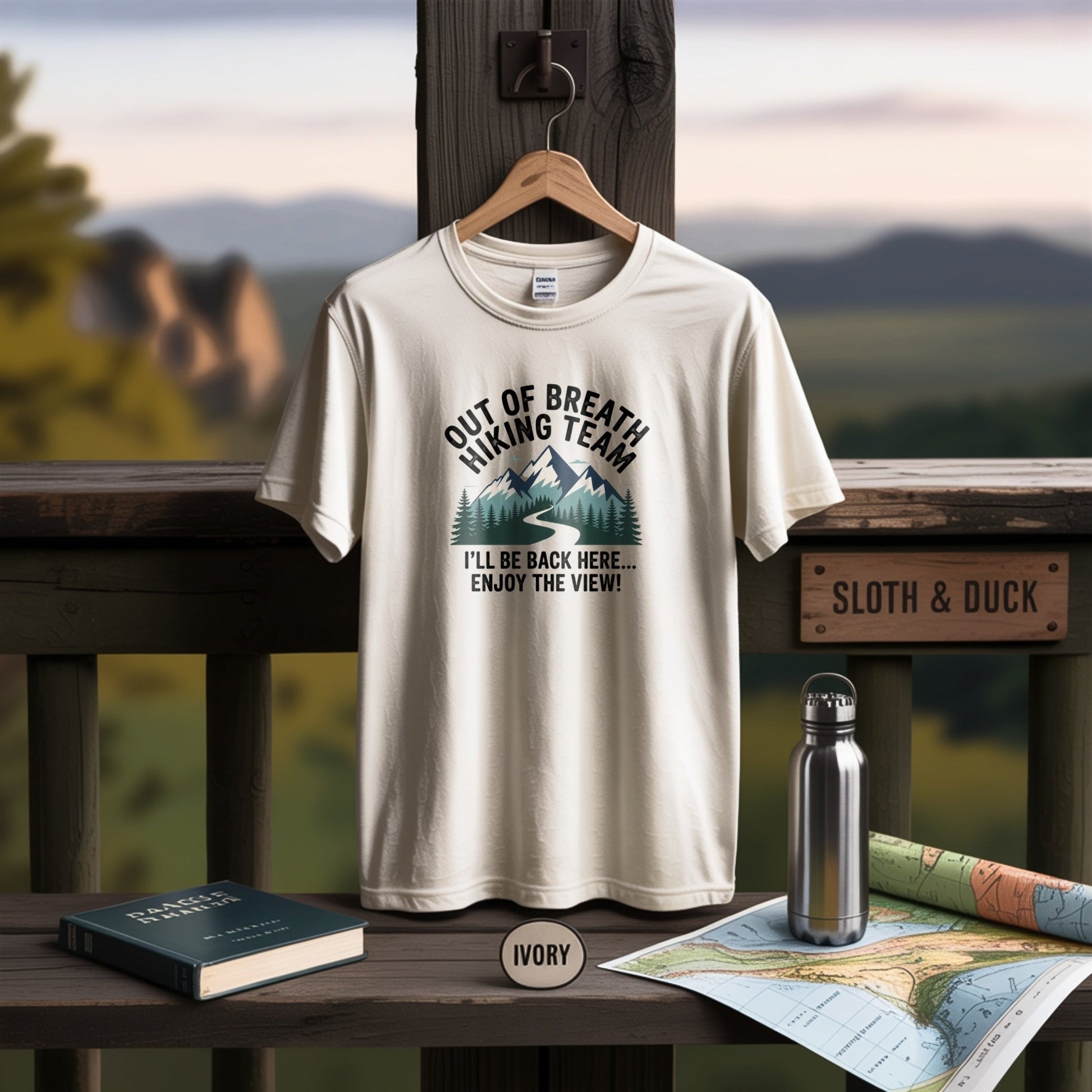 "Out of Breath Hiking Team" T Shirt - S - Sloth & Duck