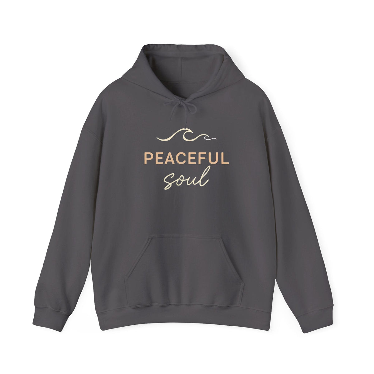 "Peaceful Soul" Wave Graphic Comfort Hoodie - Charcoal - Sloth & Duck