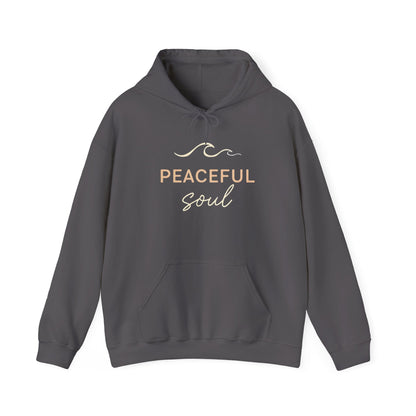 "Peaceful Soul" Wave Graphic Comfort Hoodie - Charcoal - Sloth & Duck