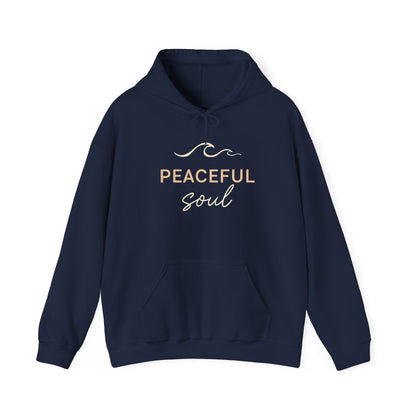 "Peaceful Soul" Wave Graphic Comfort Hoodie - Navy - Sloth & Duck