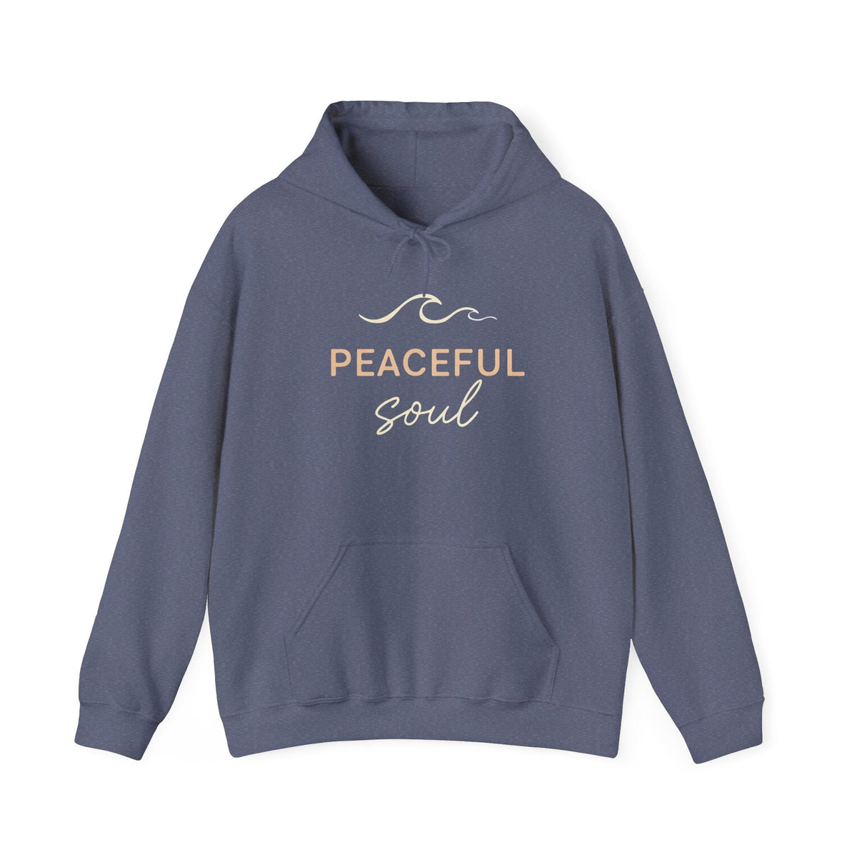 "Peaceful Soul" Wave Graphic Comfort Hoodie - Heather Navy - Sloth & Duck