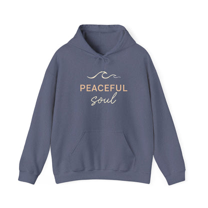 "Peaceful Soul" Wave Graphic Comfort Hoodie - Heather Navy - Sloth & Duck
