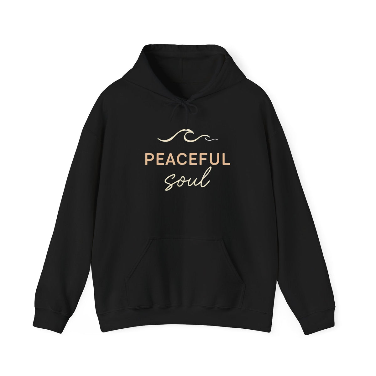 "Peaceful Soul" Wave Graphic Comfort Hoodie - Black - Sloth & Duck
