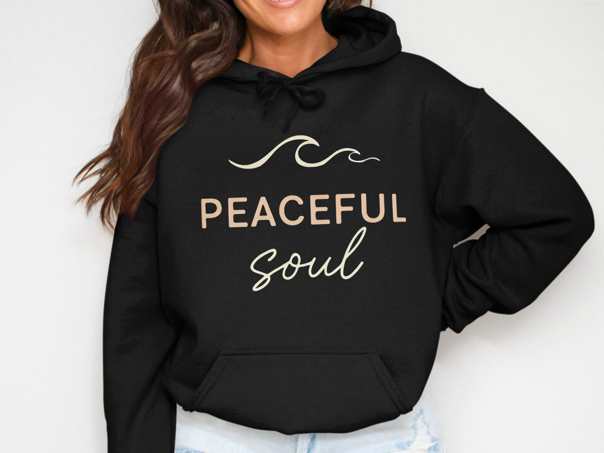 peaceful soul wave graphic black hoodie
