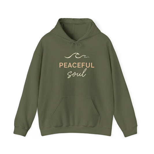 peaceful soul wave graphic  hoodie army green