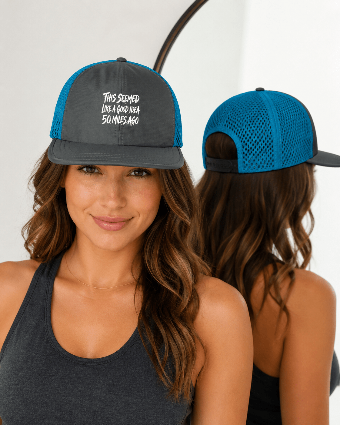 Performance Trail Running Hat - Charcoal/ Cyan - Sloth & Duck