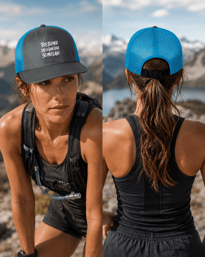 Performance Trail Running Hat - Charcoal/ Cyan - Sloth & Duck