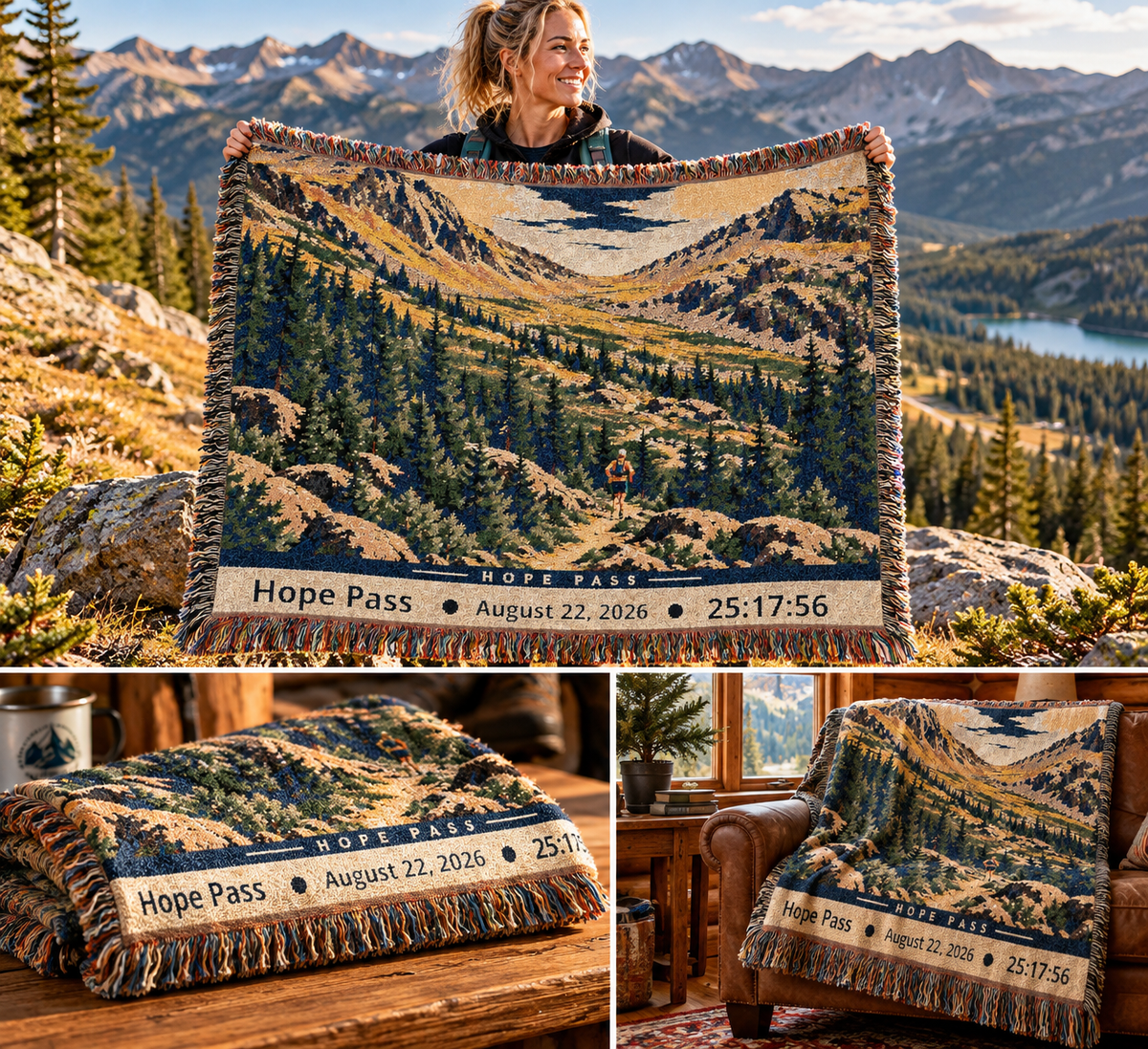 Personalized 100 Mile Finisher Blanket Leadville, CO -Artwork - Sloth & Duck