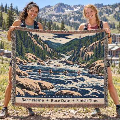 Personalized 100 Mile Finisher Blanket Olympic to Auburn -Artwork - Sloth & Duck
