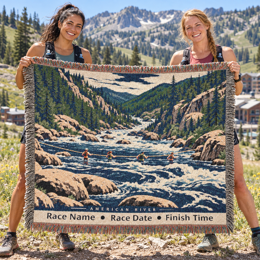 Personalized 100 Mile Finisher Blanket Olympic to Auburn -Artwork - Sloth & Duck