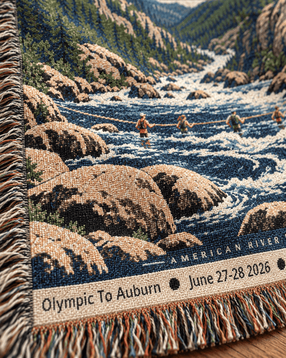 Personalized 100 Mile Finisher Blanket Olympic to Auburn -Artwork - Sloth & Duck
