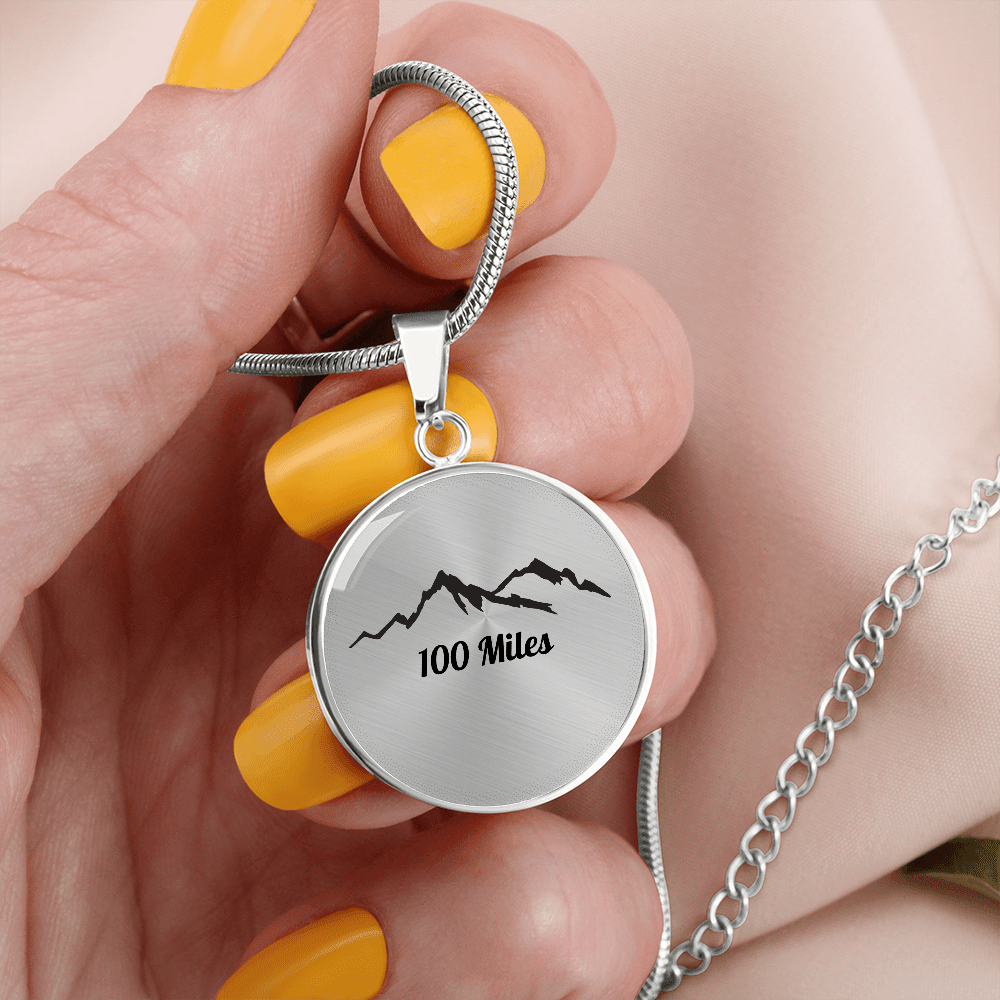 Personalized 100 Miles Pendant - Luxury Necklace (Silver) - Sloth & Duck