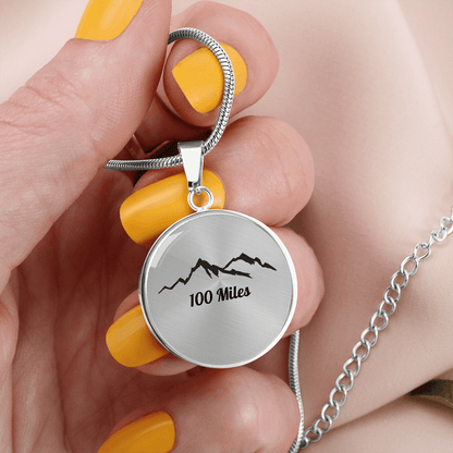 Personalized 100 Miles Pendant - Luxury Necklace (Silver) - Sloth & Duck