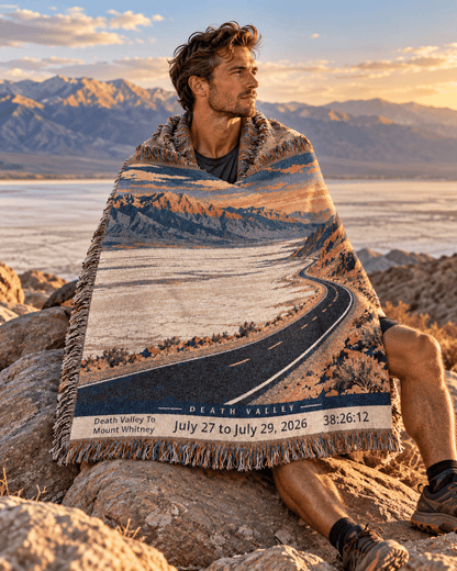 Personalized 135 Mile Finisher Blanket Death Valley to Mount Whitney -Artwork - Sloth & Duck